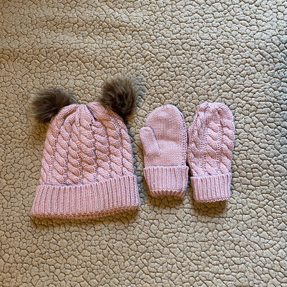 Toddler Knit Hat and Mitten set